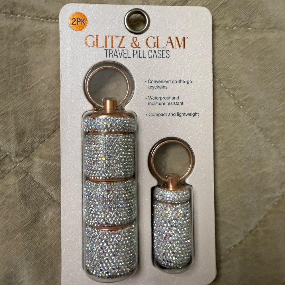 Glitz & Glam Silver Travel Pill Cases